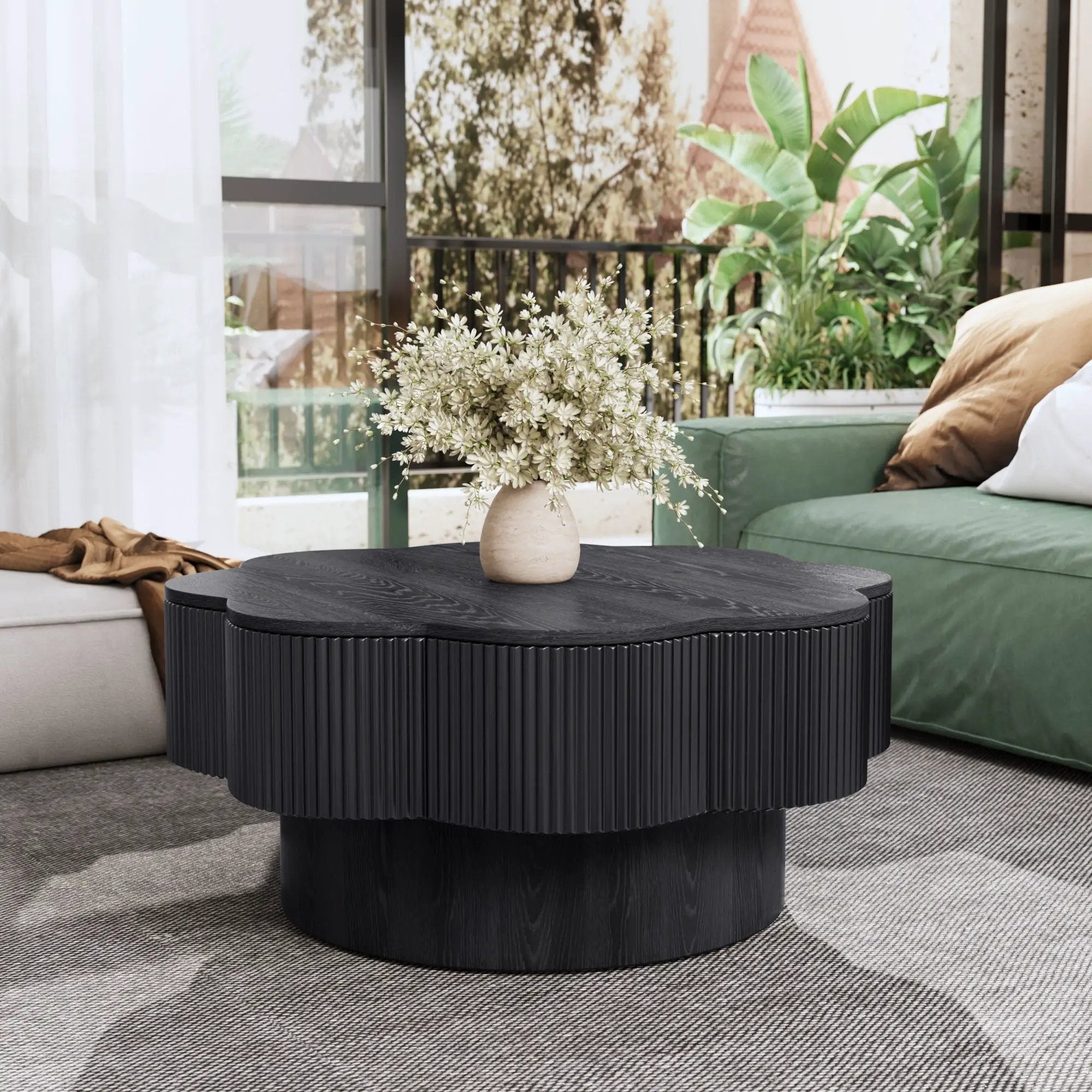 Modern Plum Blossom Shaped Coffee Table With Storage by Unique Piece Furniture