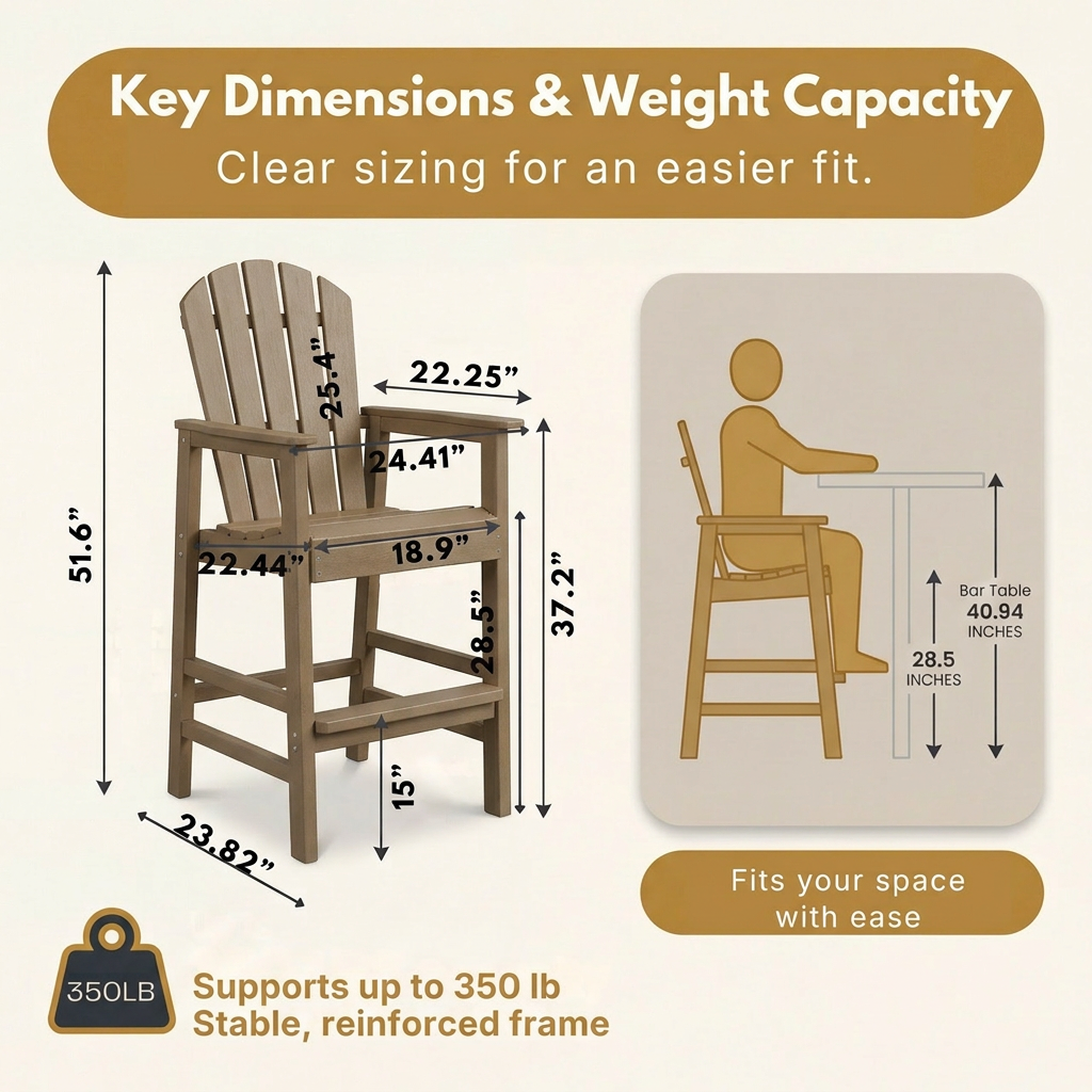 HDPE Bar Height Adirondack Chair with Cup Holder by HouseOfZazla