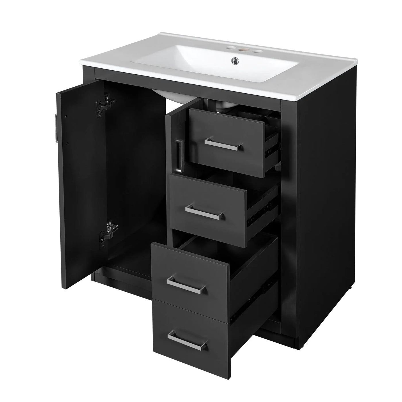 Bathroom Vanity With Sink, Storage Cabinet, Freestanding Set With 3 Drawers & Soft Closing Doors by HouseOfZazla