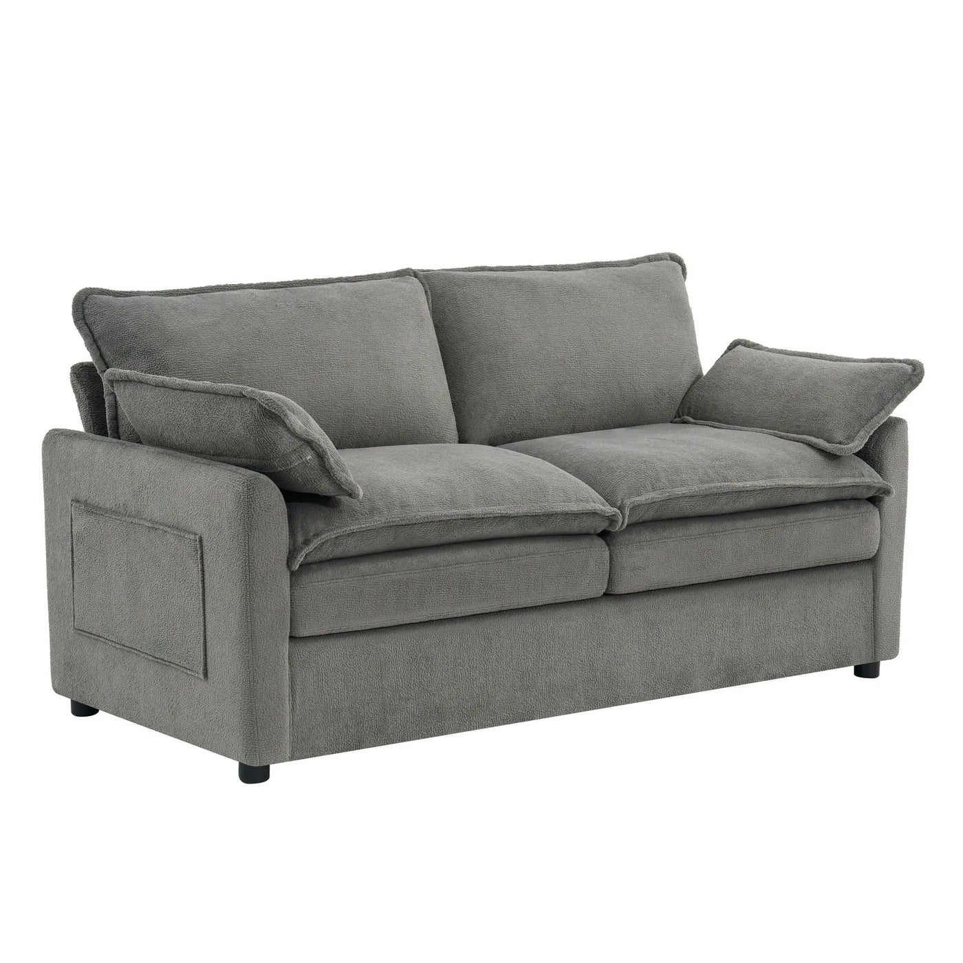 Modern Loveseat Sofa, Upholstered Couch With Side Storage Pockets by HouseOfZazla