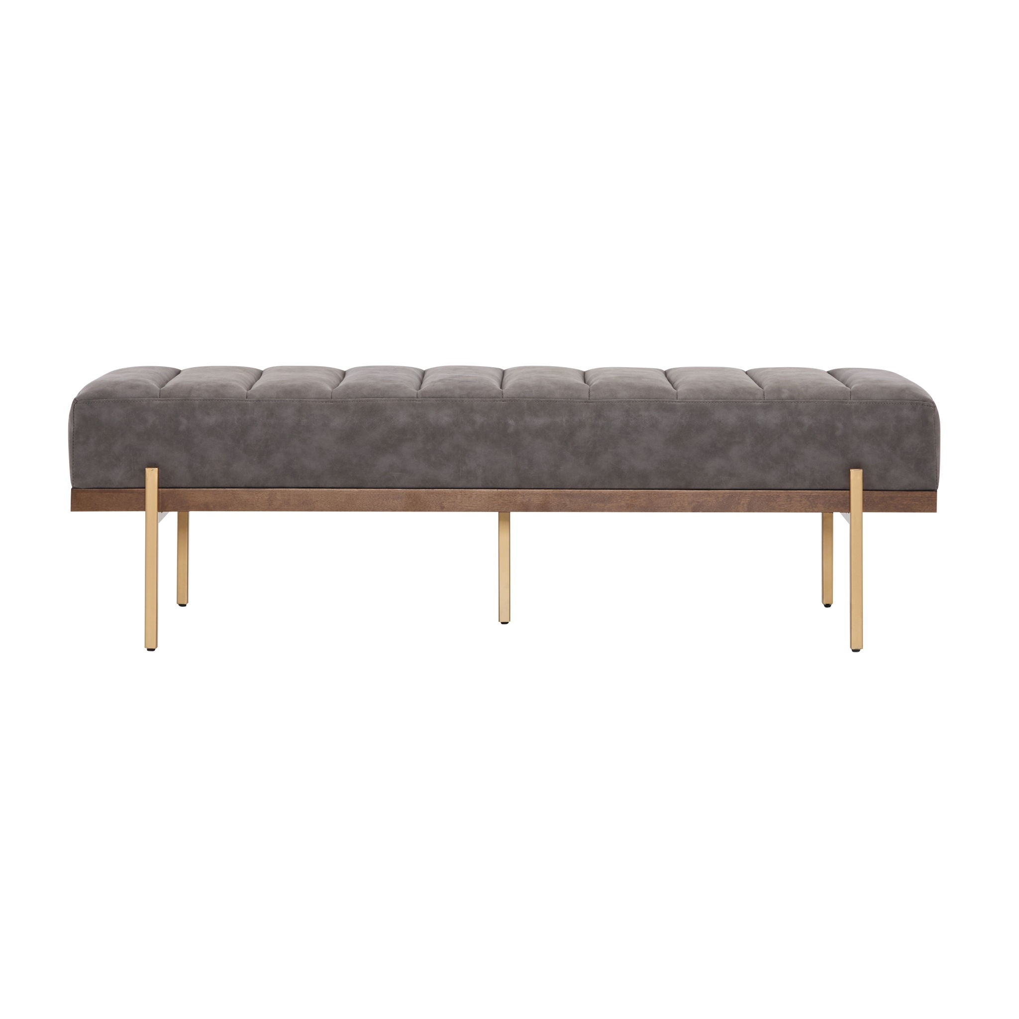 Thorian Luxury Upholstered Ottoman Bench with Channel Tufting and Metal Base by HouseOfZazla