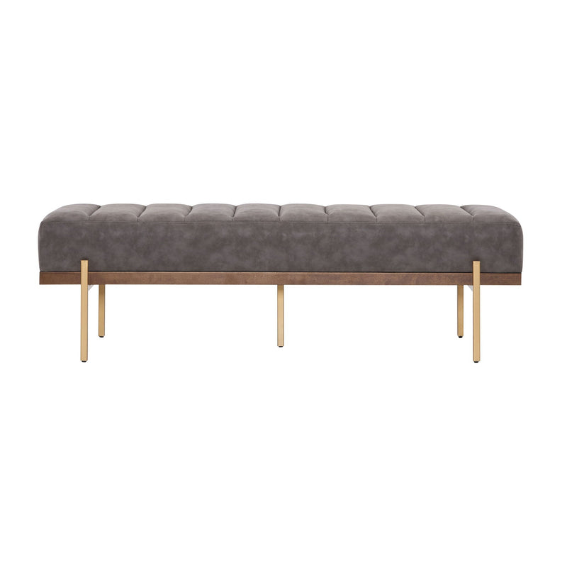 Thorian Luxury Upholstered Ottoman Bench with Channel Tufting and Metal Base by HouseOfZazla