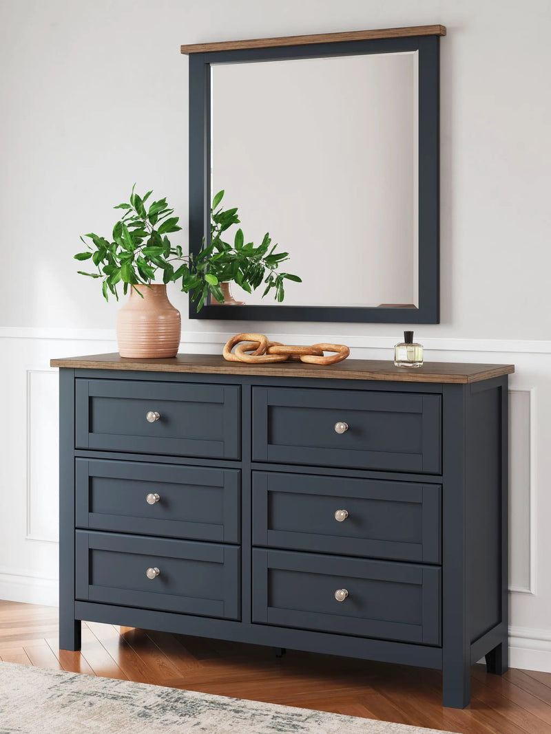 Landocken - Dresser and Mirror - Brown / Blue by Unique Piece Furniture