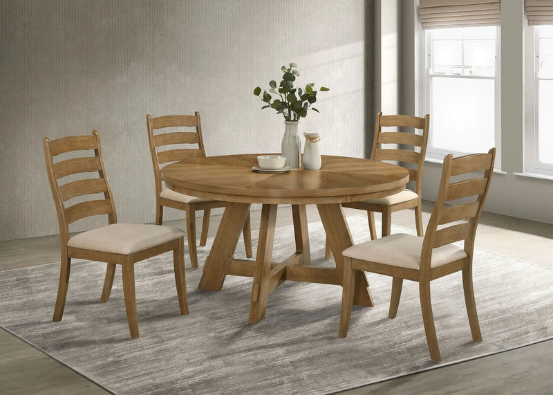 Danvers Round 54-inch Wood Dining Table Brown Oak by Unique Piece Furniture