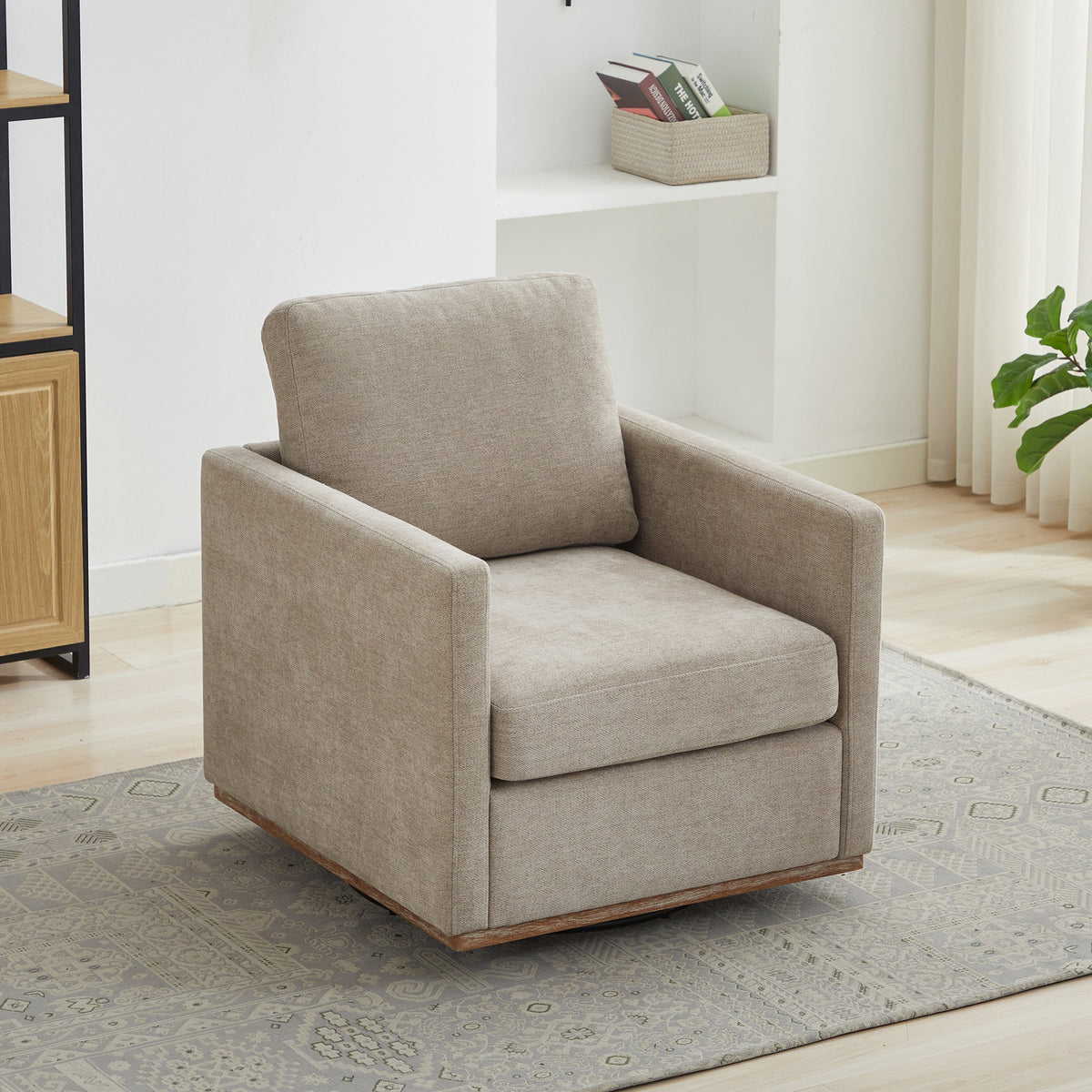 30.7"W Square Upholstered 360° Swivel Accent Chair, photo 5 of 10