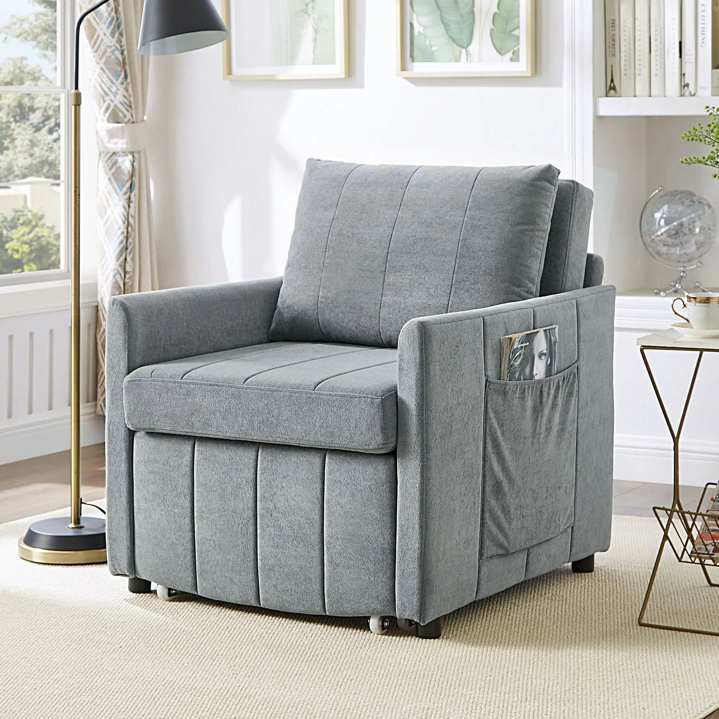 Upholstered Convertible Sleeper Sofa With 5 Position Backrest, Side Pockets, Storage by HouseOfZazla