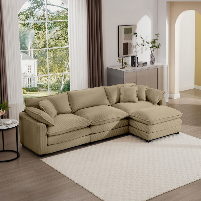 Modern Oversized Modular Cushion Sofa With Ottoman, Low Back, Deep Seating Sofa Set by Unique Piece Furniture