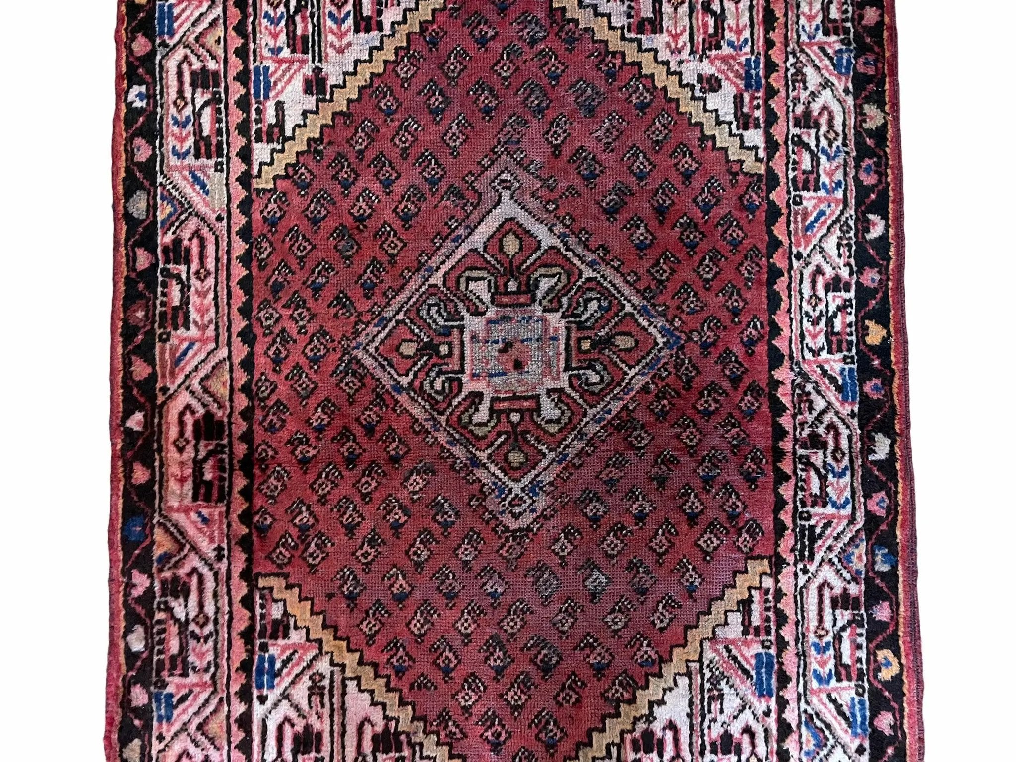 4x6 Antique Rug Handmade Wool Rug Organic Dyes Red Ivory Red Tribal Rug Boho Rug by Jewel Rugs