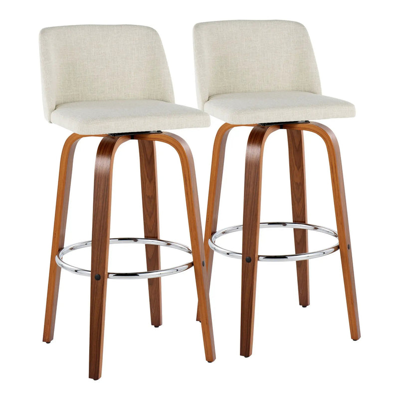Toriano - Contemporary, Fixed Height Barstool Swivel & Round Footrest (Set of 2) by Unique Piece Furniture