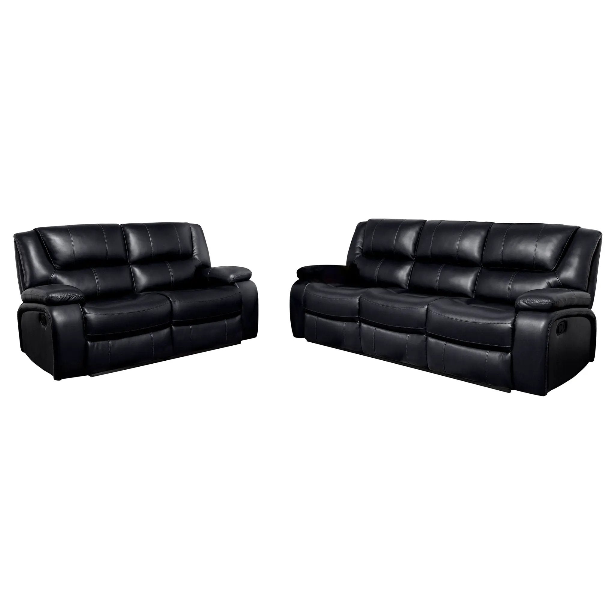 Camila 2-piece Upholstered Reclining Sofa Set Black by Unique Piece Furniture