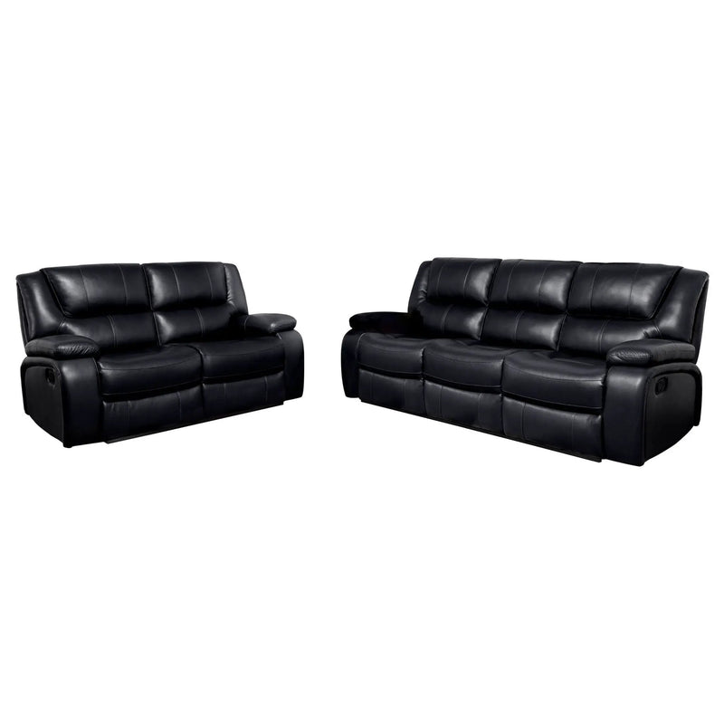 Camila 2-piece Upholstered Reclining Sofa Set Black by Unique Piece Furniture