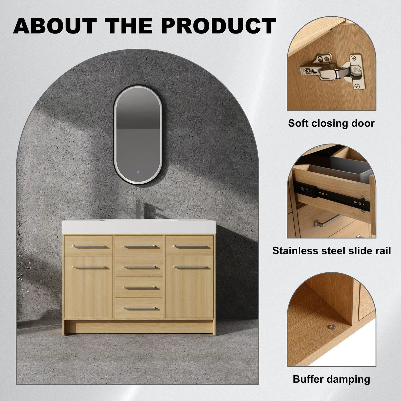 Freestanding Bathroom Vanity With Resin Sink, Soft-Closing Doors And Drawers by HouseOfZazla