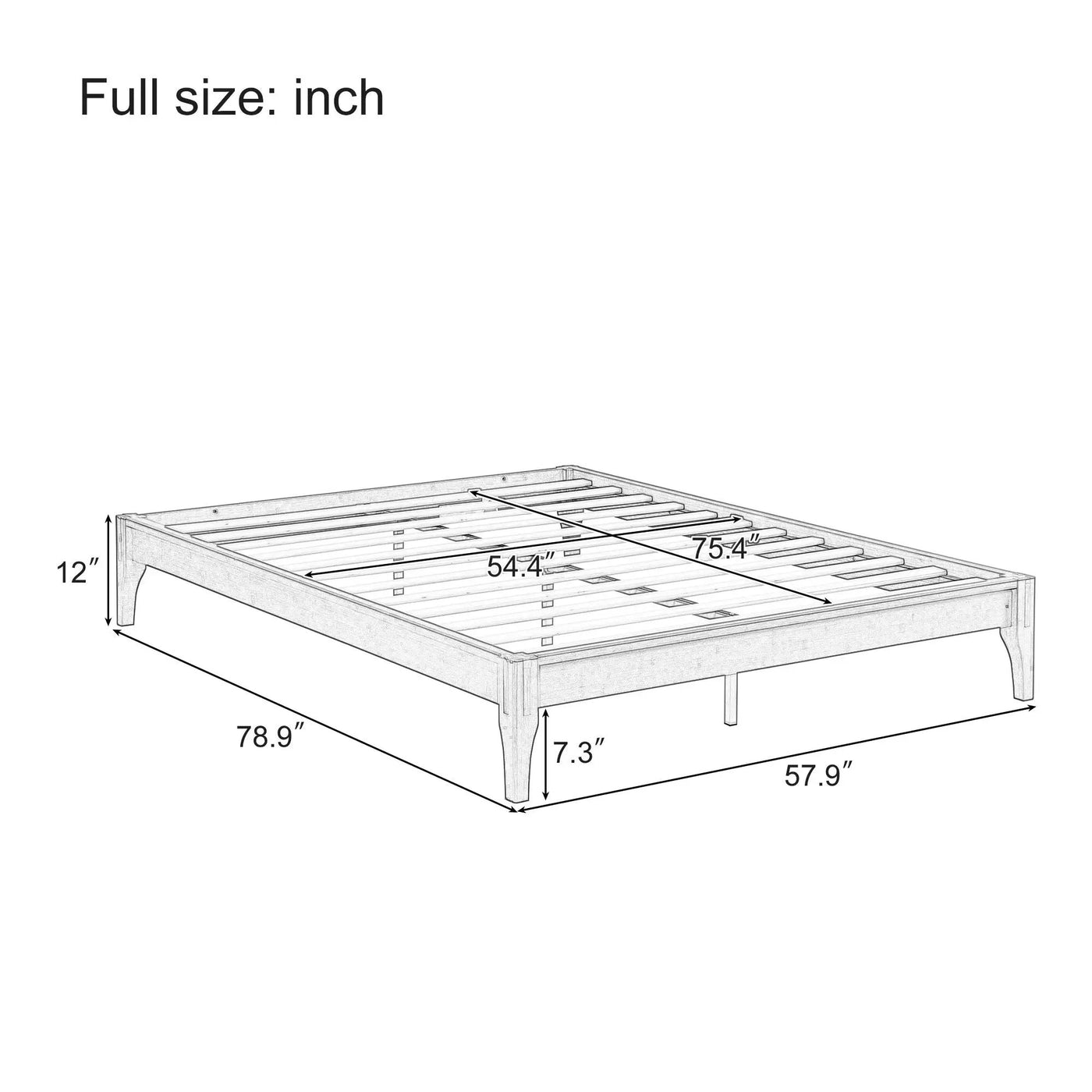 Solid Dry Bamboo Platform Bed Frame, With Slat Support by HouseOfZazla