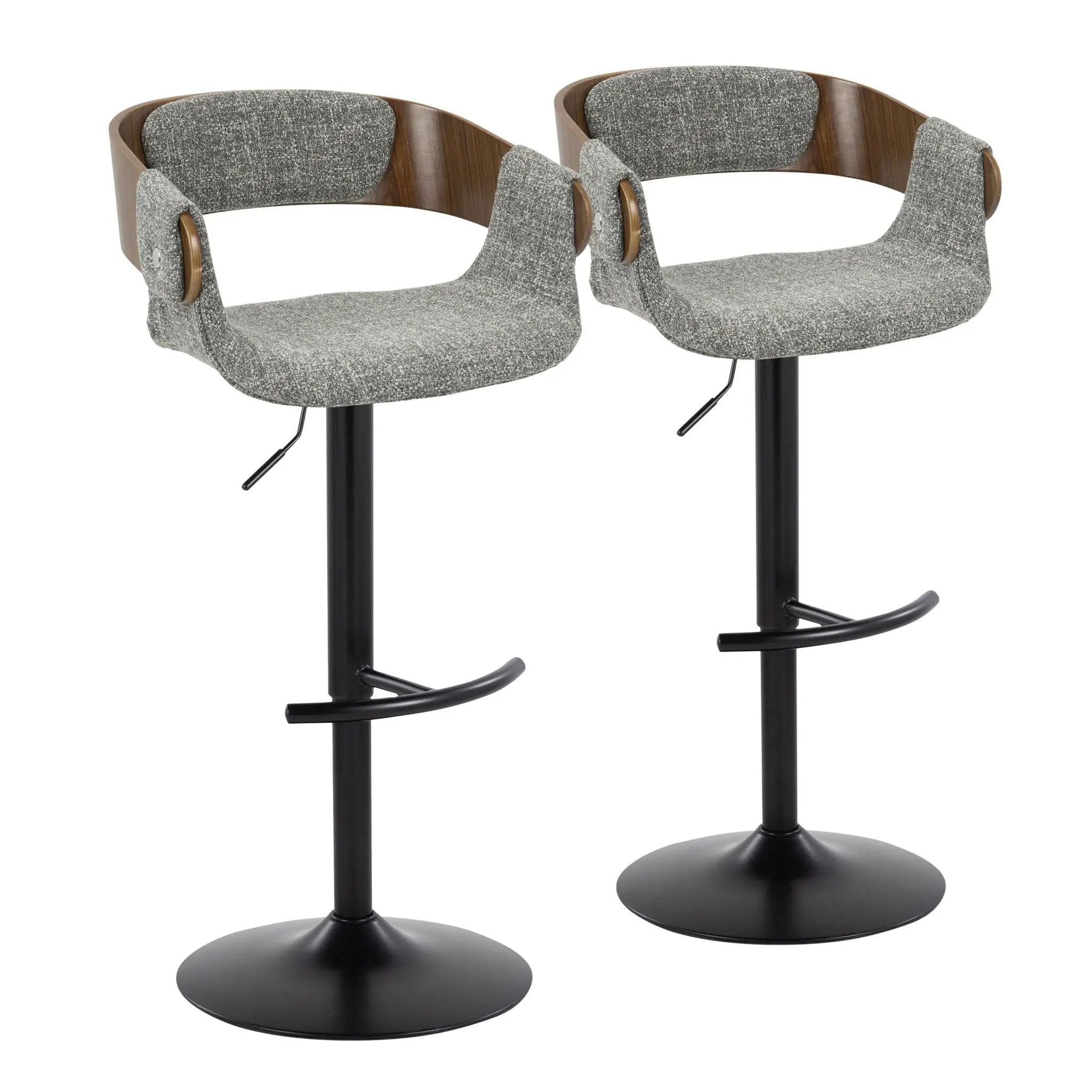 Elisa - Mid Century Modern Adjustable Barstool With Swivel & Rounded T Footrest (Set of 2) by HouseOfZazla