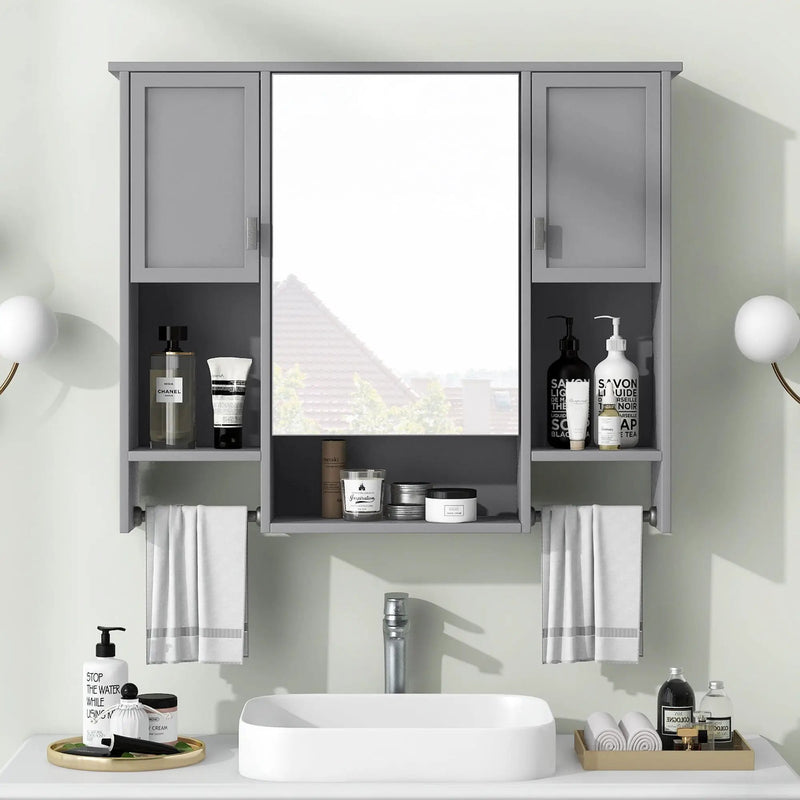Wall Mounted Bathroom Storage Cabinet With Mirror, Medicine Cabinet With Towel Bar by HouseOfZazla