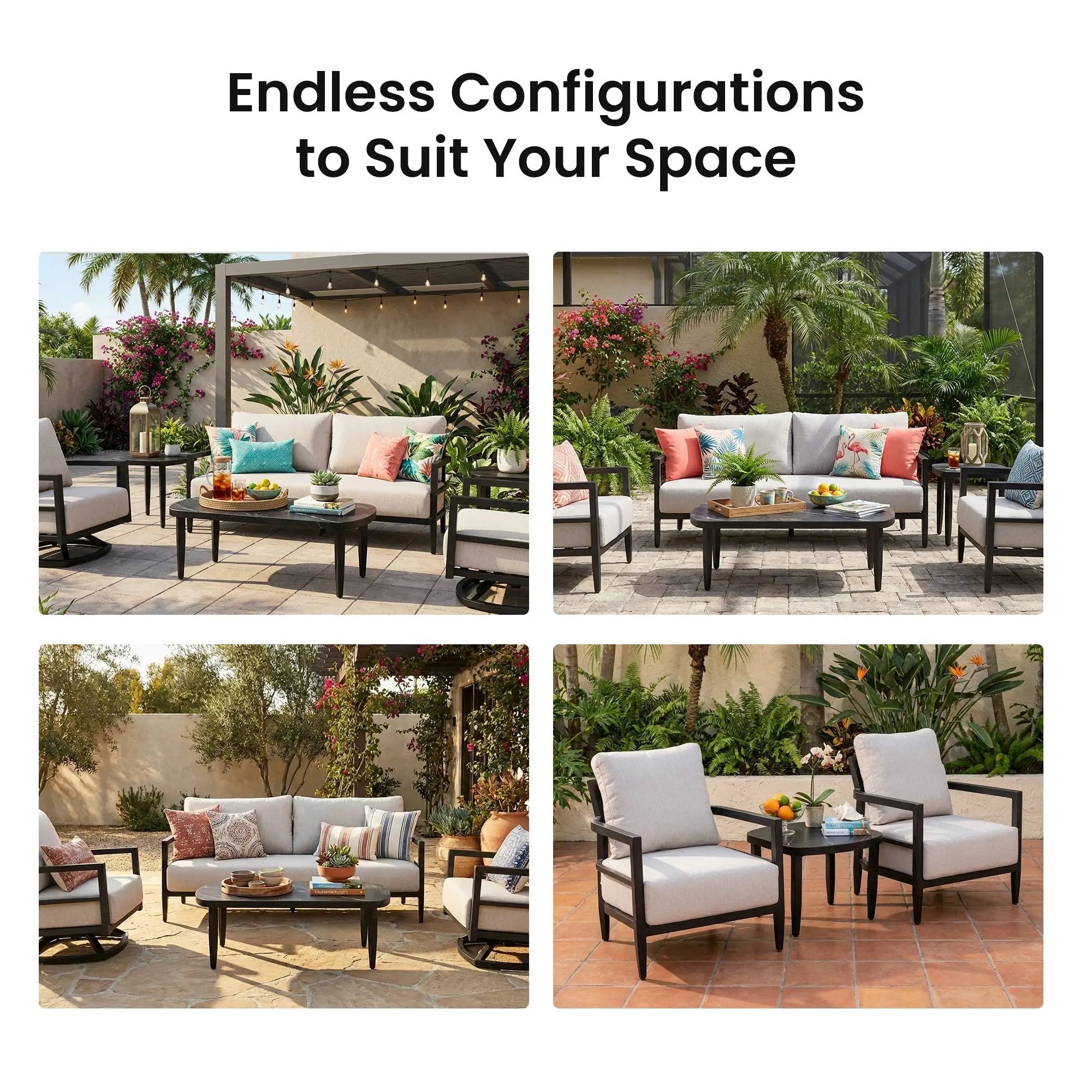 6PC Outdoor Conversation Set with Swivel Club Chairs by HouseOfZazla