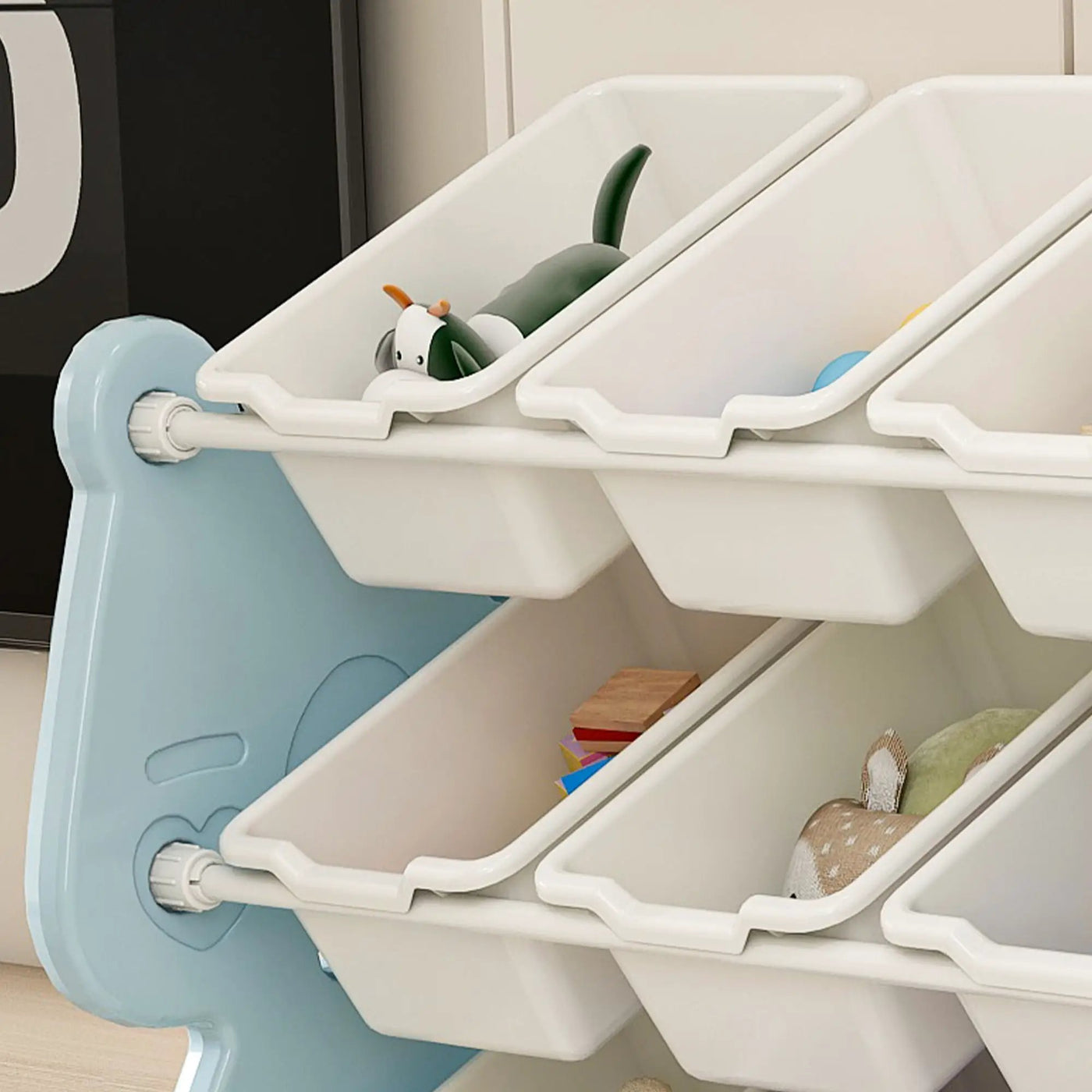Kids Toy Storage Organizer With 2 Tier Bookshelf, Toy Storage With 12 Bins by HouseOfZazla