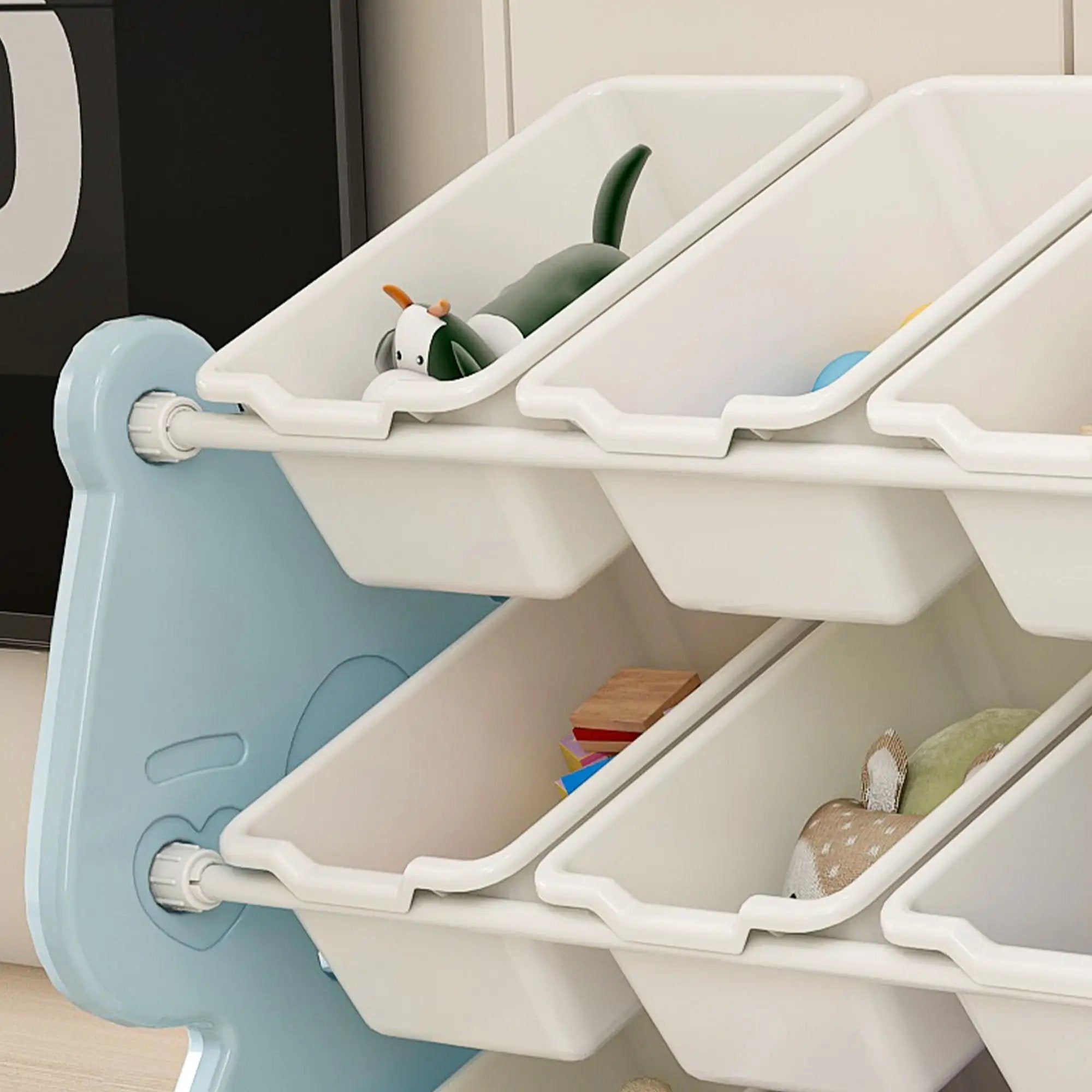 Kids Toy Storage Organizer With 2 Tier Bookshelf, Toy Storage With 12 Bins by HouseOfZazla