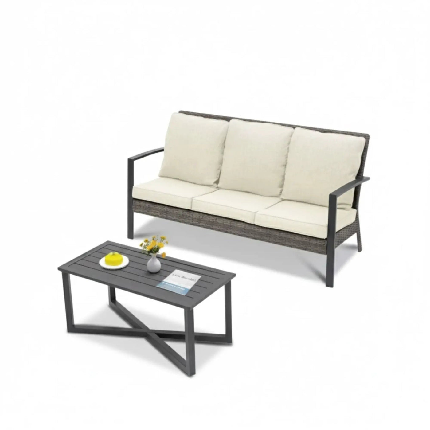 2 Piece Patio Set With Cushions & Coffee Table by HouseOfZazla