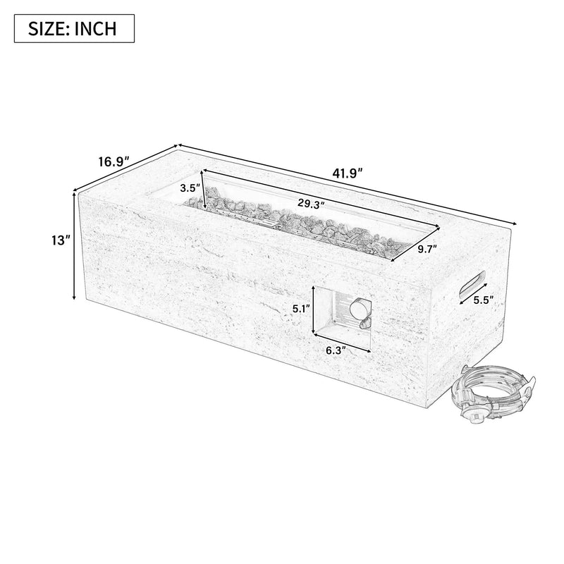 U_STYLE Outdoor Rectangular Propane Fire Pit 41.9" 40000 BTU by HouseOfZazla