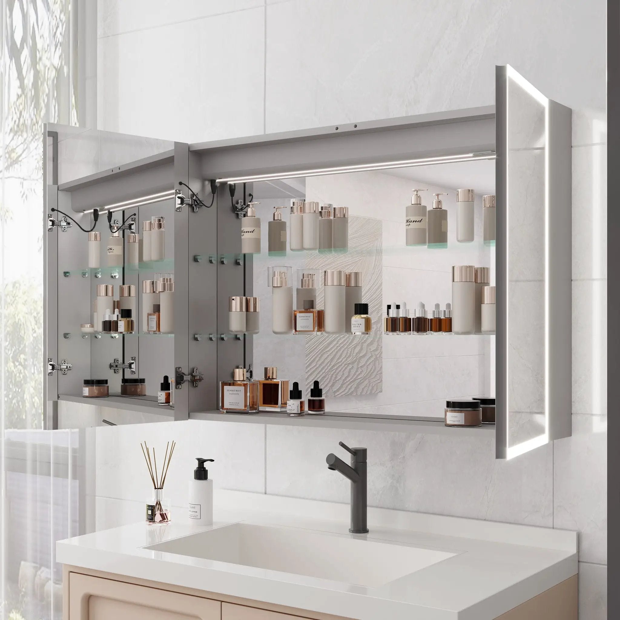 Bathroom Medicine Cabinet With Lights, LED Medicine Cabinet With Mirror, Lighted Medicine Cabinet With Defogger by Unique Piece Furniture