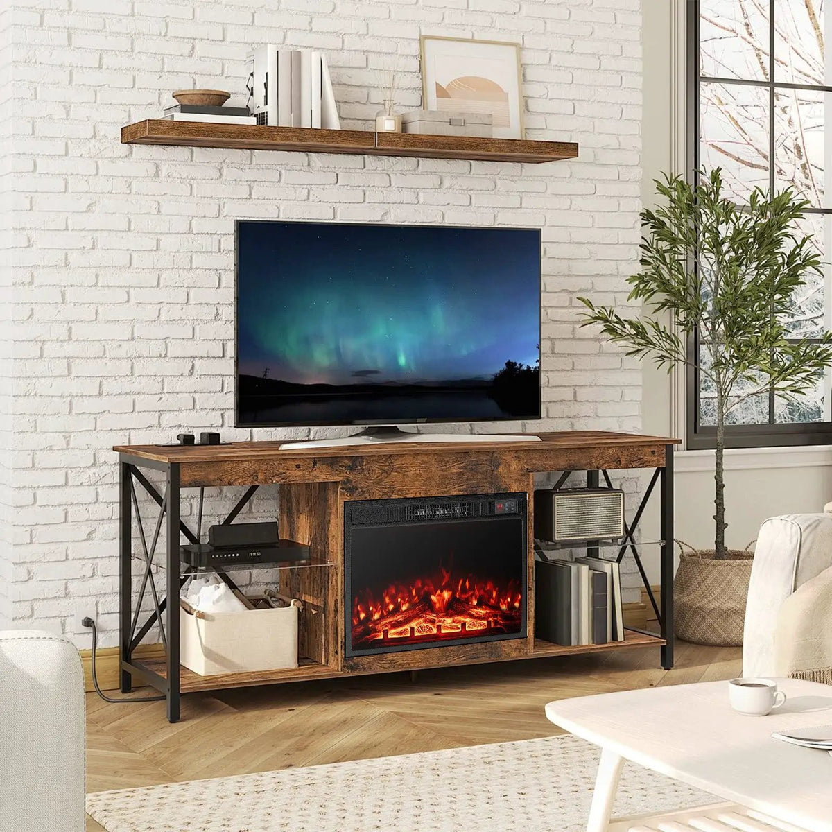 23 Inch Electric Fireplace Insert Fireplace Heater with Adjustable Flame Color by DirectDeals
