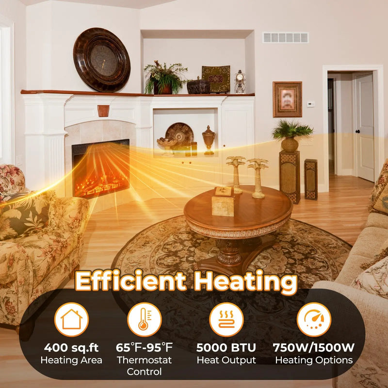 23 Inch Electric Fireplace Insert Fireplace Heater with Adjustable Flame Color by DirectDeals