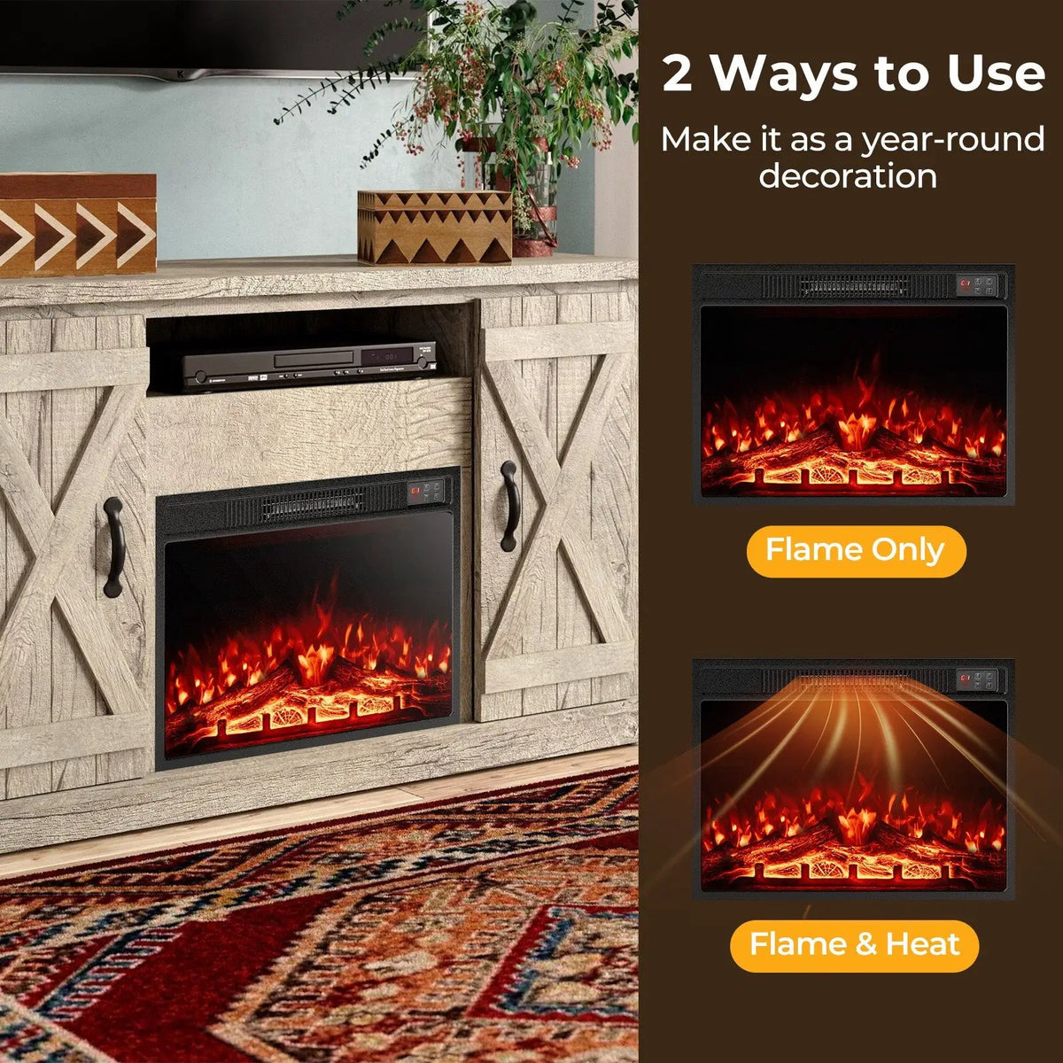 23 Inch Electric Fireplace Insert Fireplace Heater with Adjustable Flame Color by DirectDeals