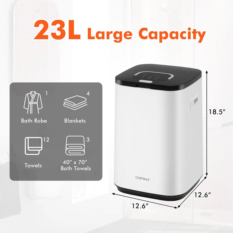 23L Large Hot Towel Heater with Rapid Heating and Adjustable Timer-White by DirectDeals