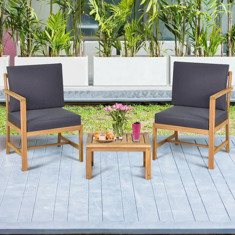 3-in-1 Acacia Wood Loveseat with Separable Coffee Table by DirectDeals