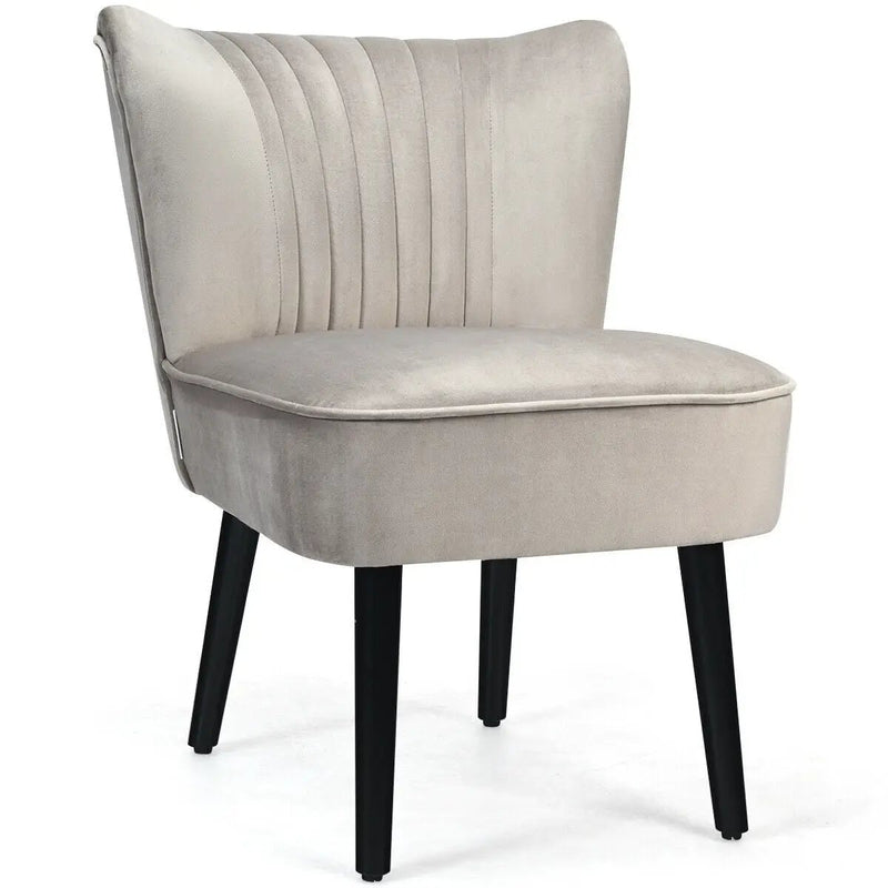 Set of 2 Upholstered Modern Leisure Club Chairs with Solid Wood Legs by DirectDeals