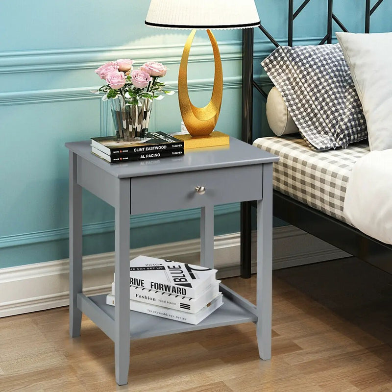 Wooden Nightstand End Table Storage Display by DirectDeals
