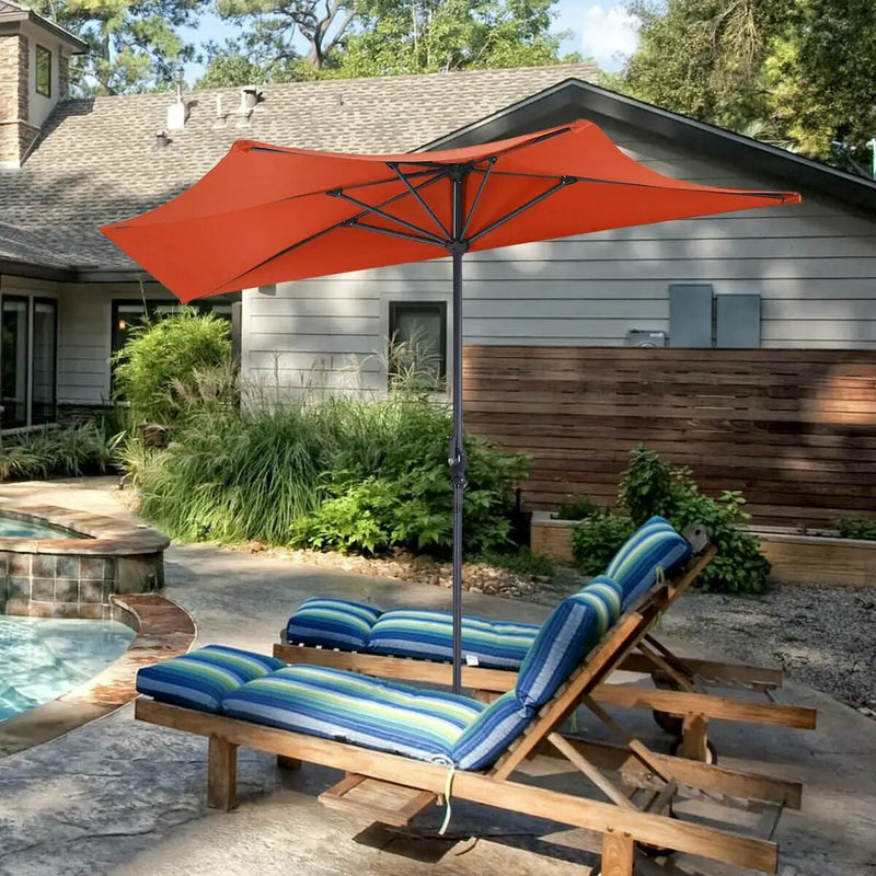 9Ft Patio Bistro Half Round Umbrella by DirectDeals