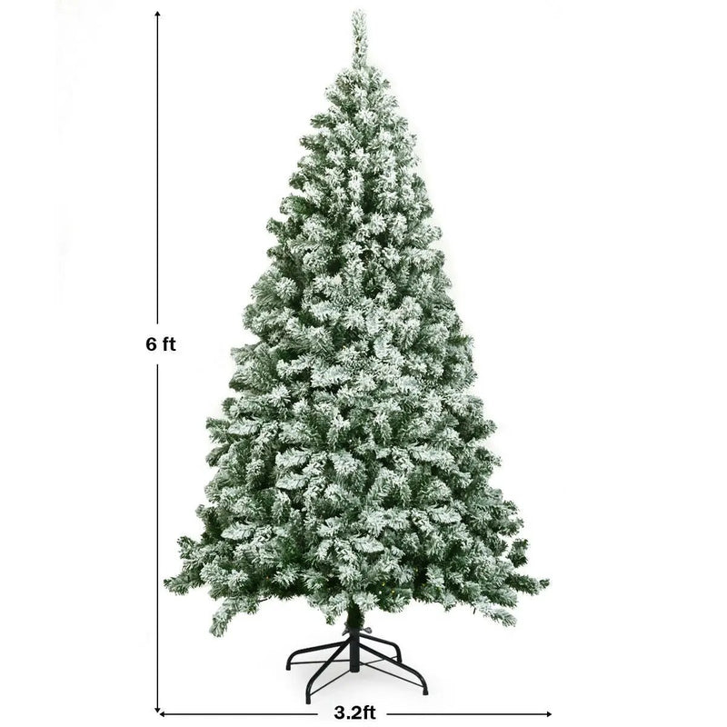 6 Feet Snow Flocked Artificial Christmas Tree Hinged with 928 Tips by DirectDeals