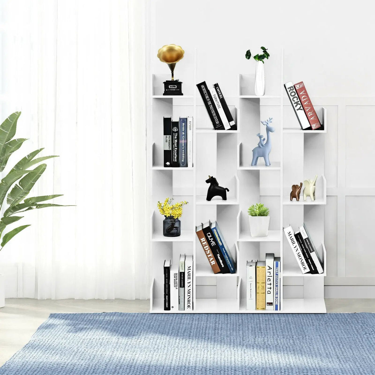 8-Tier Bookshelf Bookcase with 8 Open Compartments Space-Saving Storage Rack by DirectDeals