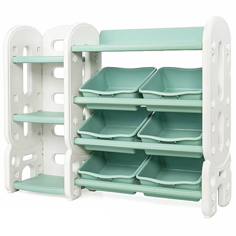 Kids Toy Storage Organizer with Bins and Multi-Layer Shelf for Bedroom Playroom by DirectDeals