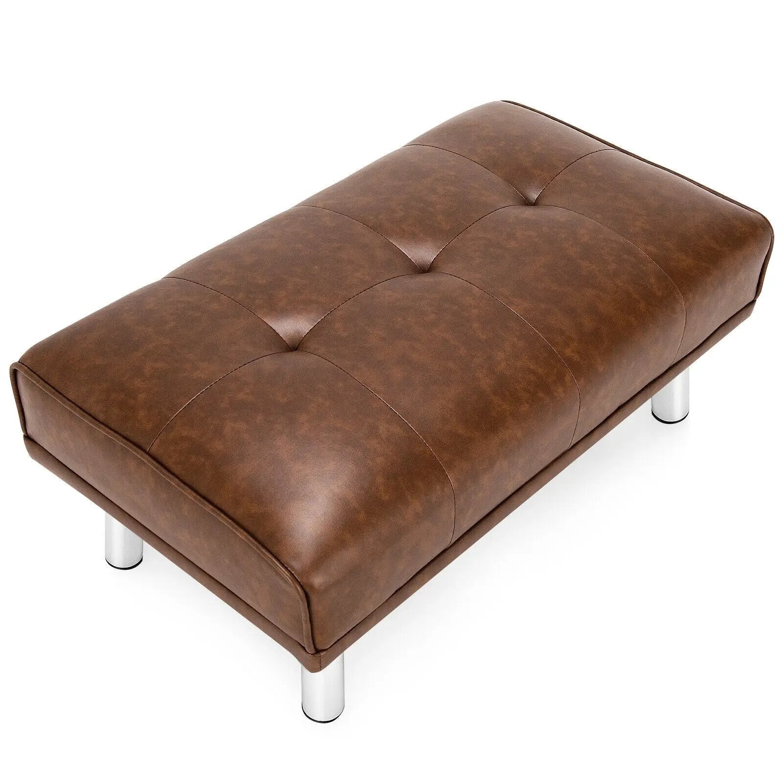 Rectangle Tufted Ottoman with Stainless Steel Legs for Living Room by DirectDeals