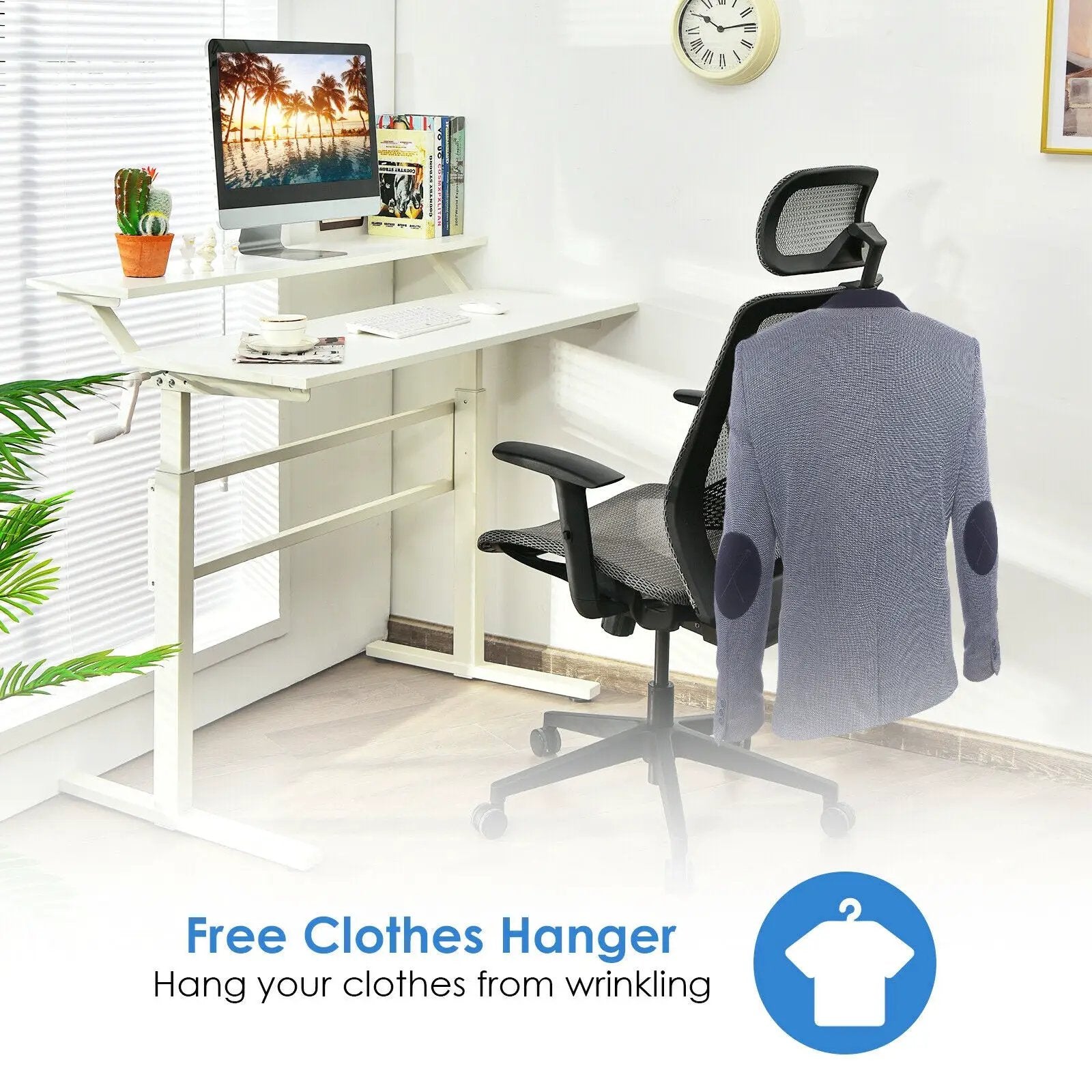 Height Adjustable Ergonomic High Back Mesh Office Chair with Hange by DirectDeals