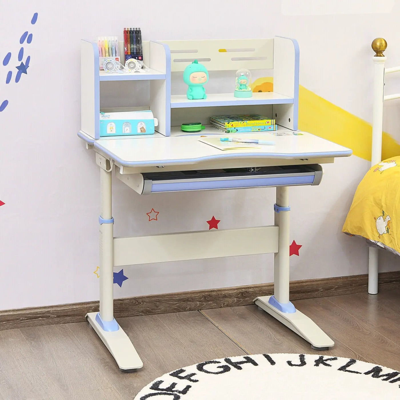Kids Multifunctional Writing Desk with Tilt Desktop and Book Shelf by DirectDeals