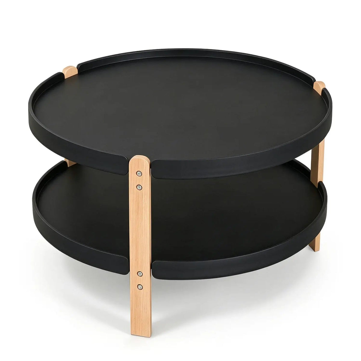 23.5" Round Coffee Table with 2-Tier Open Storage Shelf by DirectDeals