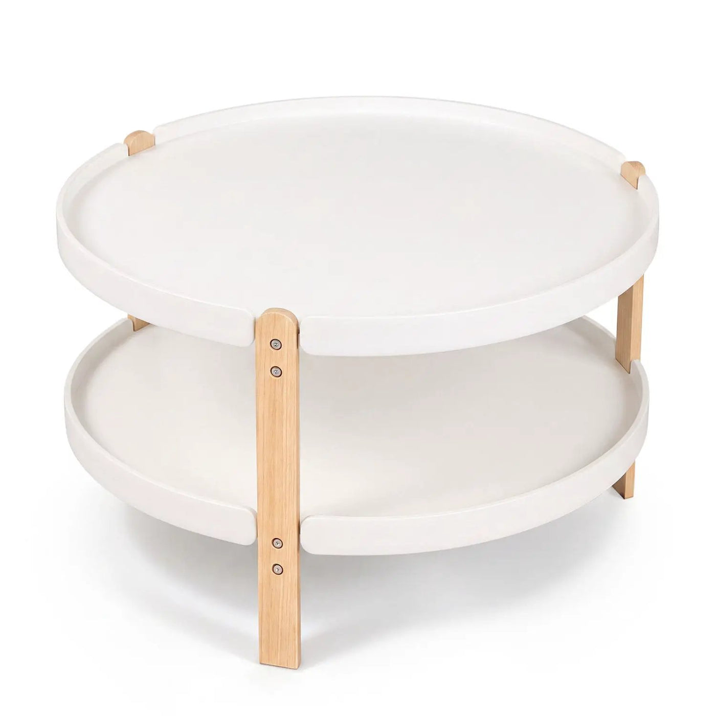 23.5" Round Coffee Table with 2-Tier Open Storage Shelf by DirectDeals