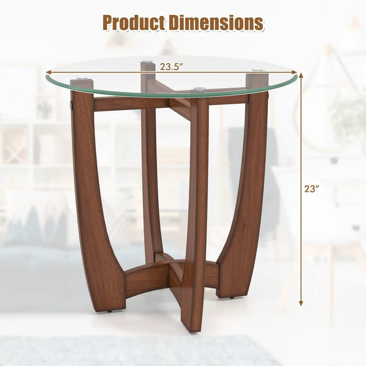 Round End Table Set of 2 with Tempered Glass Top by DirectDeals