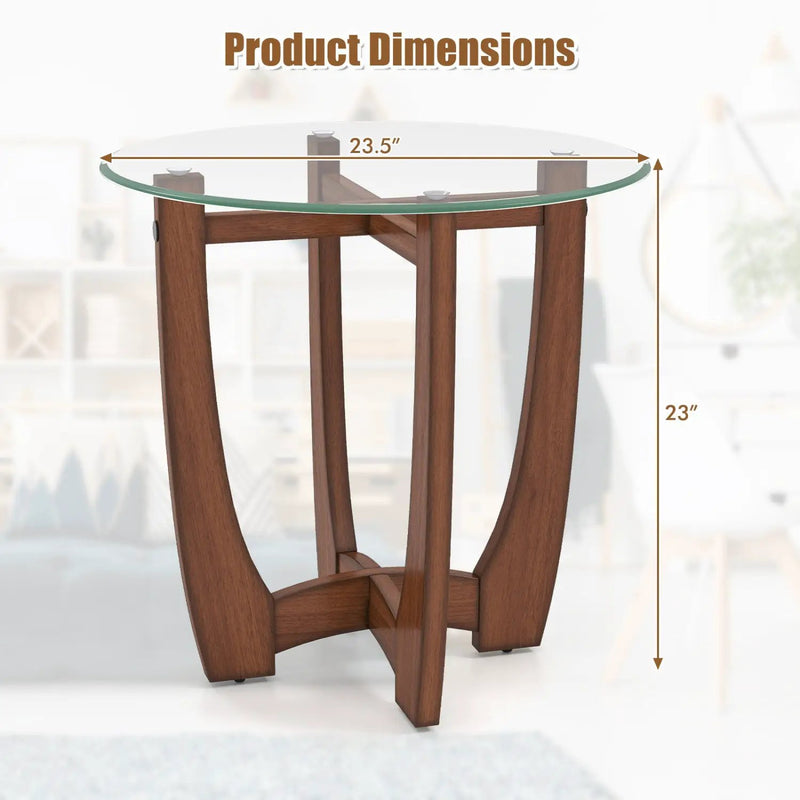 Round End Table Set of 2 with Tempered Glass Top by DirectDeals