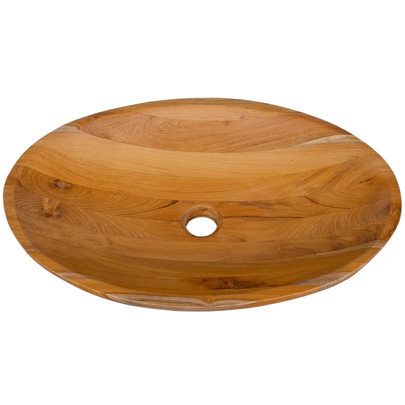 23.5 Inch x 16 Inch Teak Wood Washbasin with Drainage Hole by DirectDeals