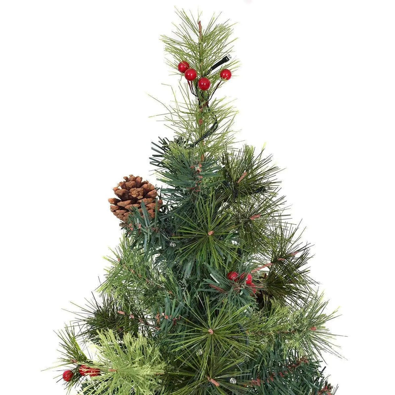 LED Christmas Tree with Red Berries Pine Cones by DirectDeals