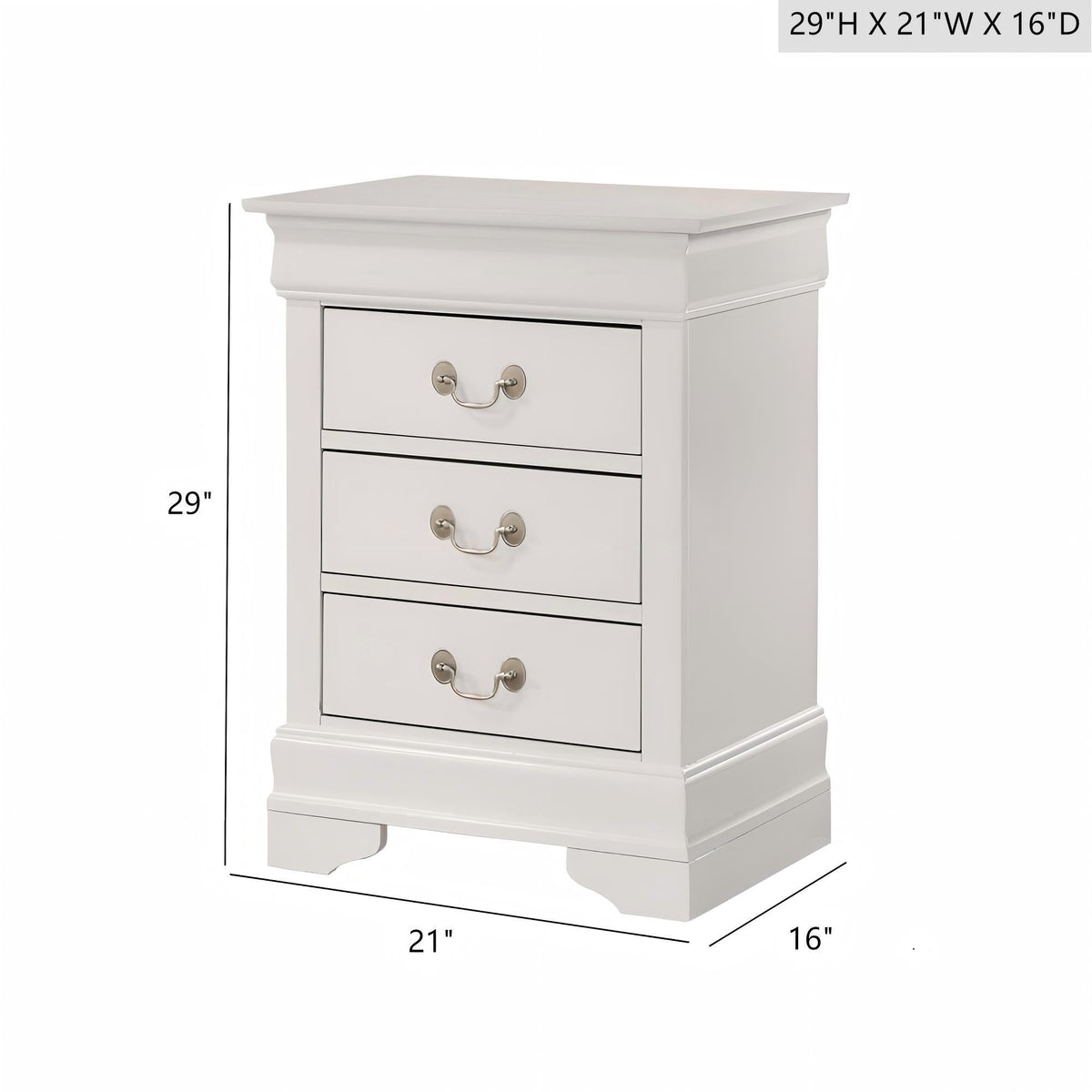 Louis Phillipe Wood Nightstand with Storage Drawers - Multiple Colors, photo 31 of 40