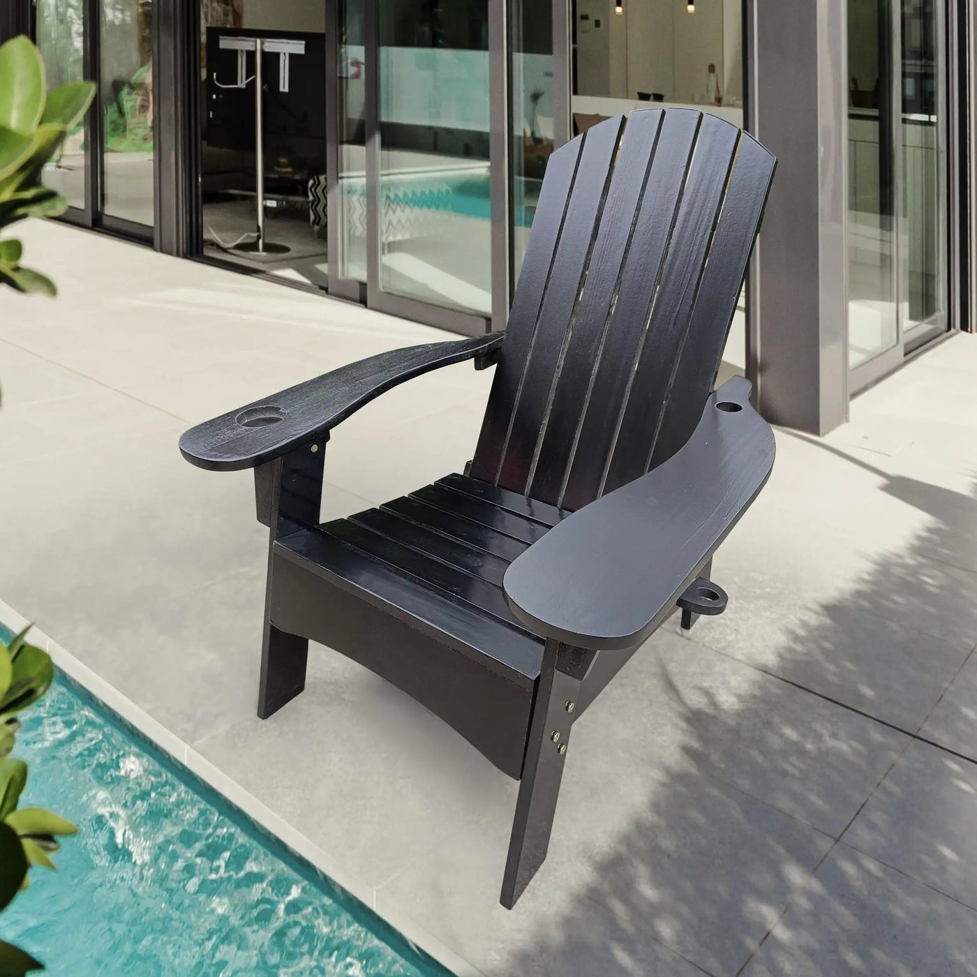Outdoor Or Indoor Wood Adirondack Chair With An Hole To Hold Umbrella, On The Arm by HouseOfZazla