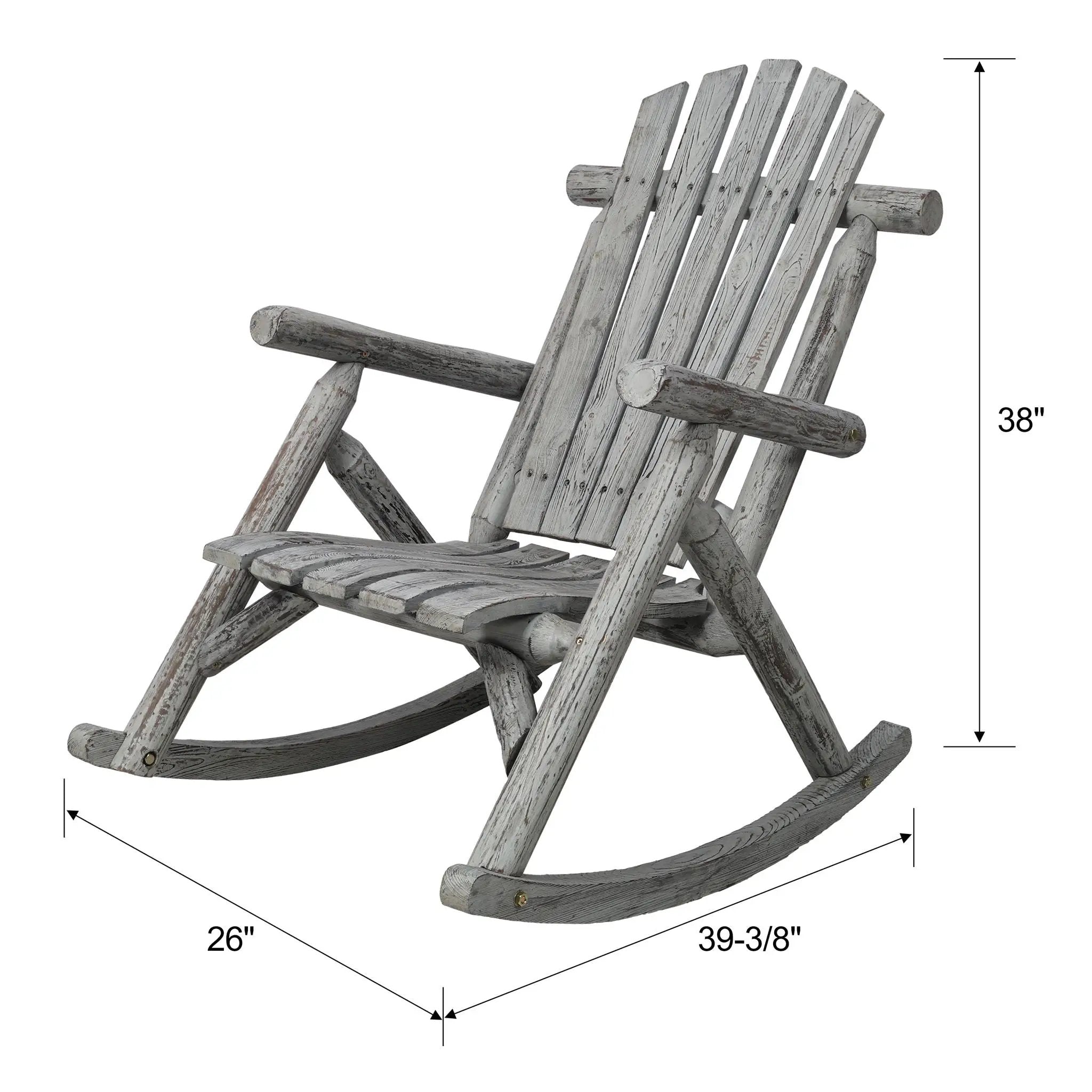 Durable Wooden Porch Rocker, Fir Log Rocking Chair by Unique Piece Furniture