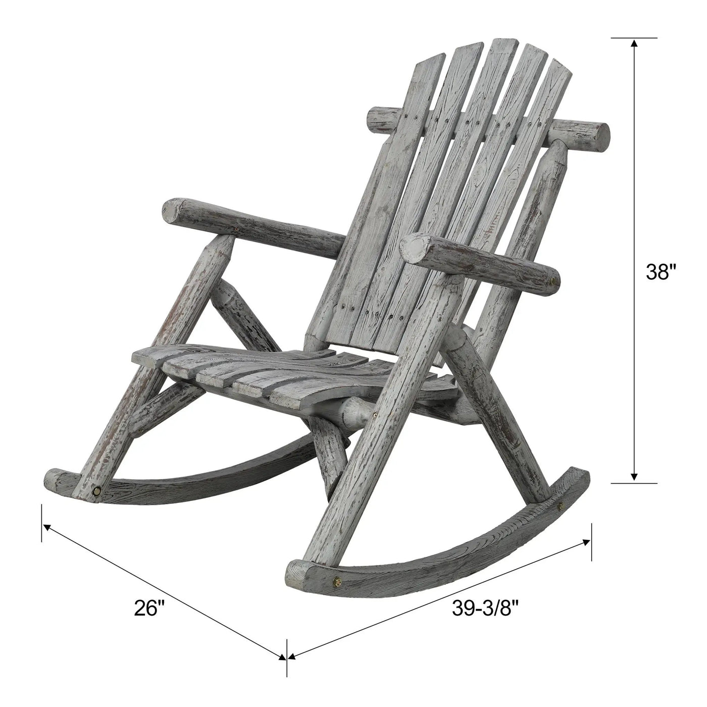 Durable Wooden Porch Rocker, Fir Log Rocking Chair by HouseOfZazla