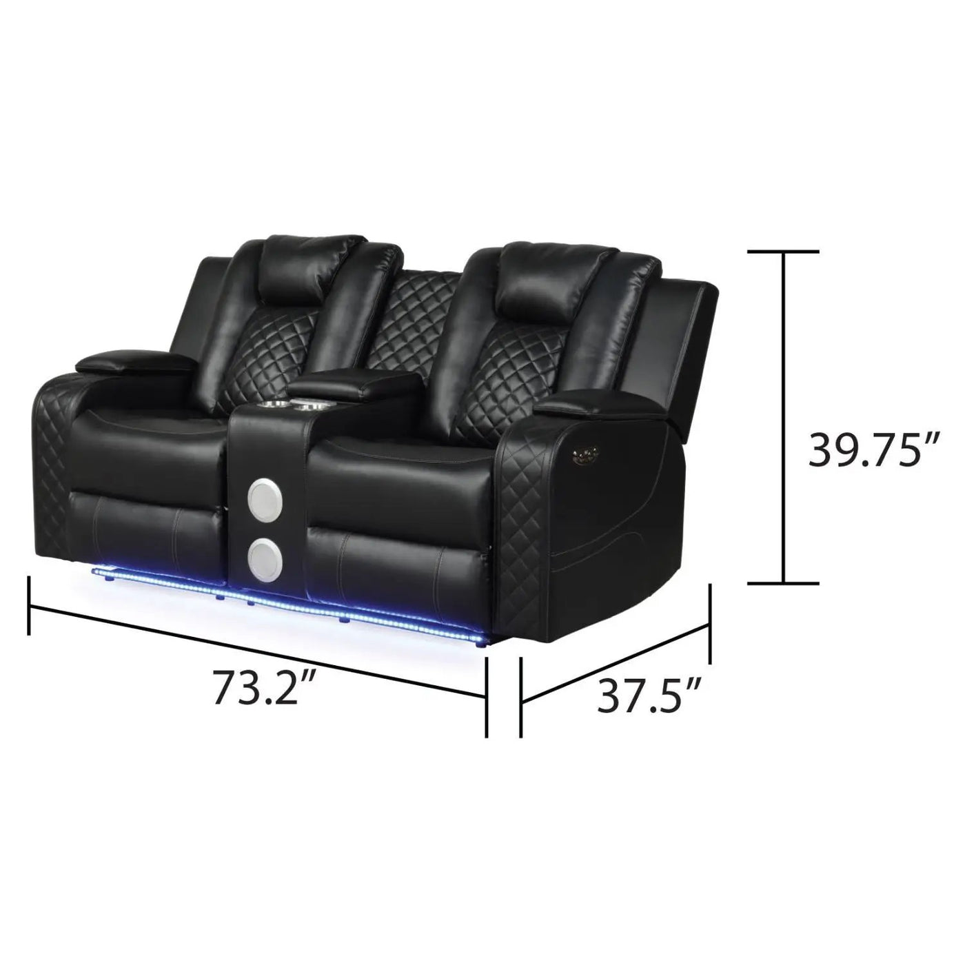 Benz - Power Reclining Loveseat & LED Lighting And Built In USB by HouseOfZazla